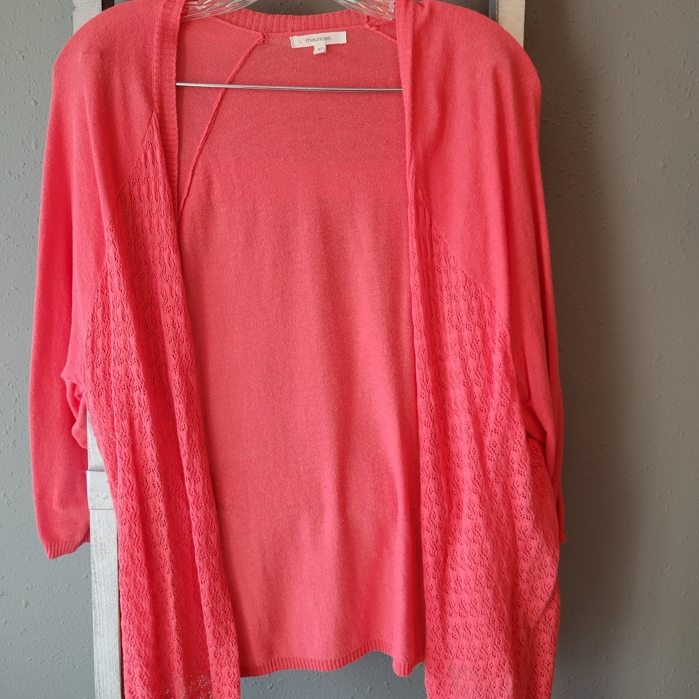 Maurices Coral Open-Front Cardigan